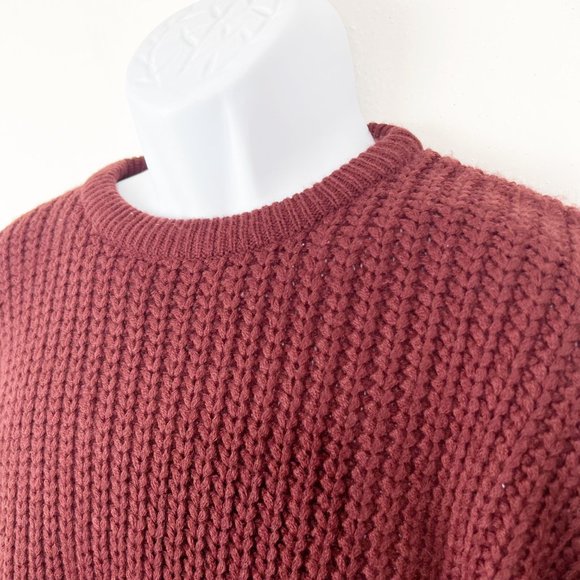 Mountain Tek Sweater Men Medium Maroon Knit Pullover Crew Heavyweight Vintage - Picture 4 of 9